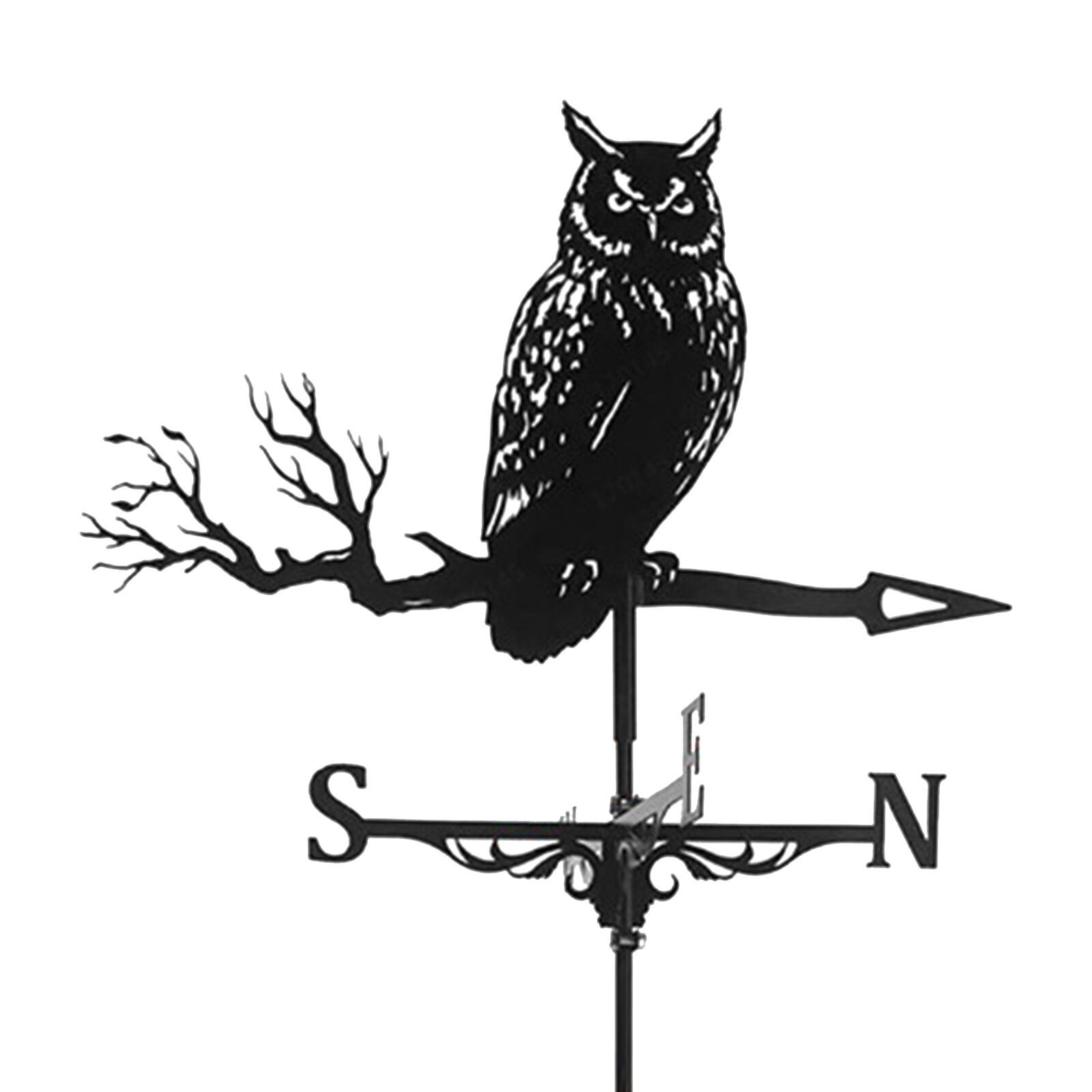 Iron Zwarte Uil Vorm Windwijzer Windwijzer Outdoor Scene Decor Ornament