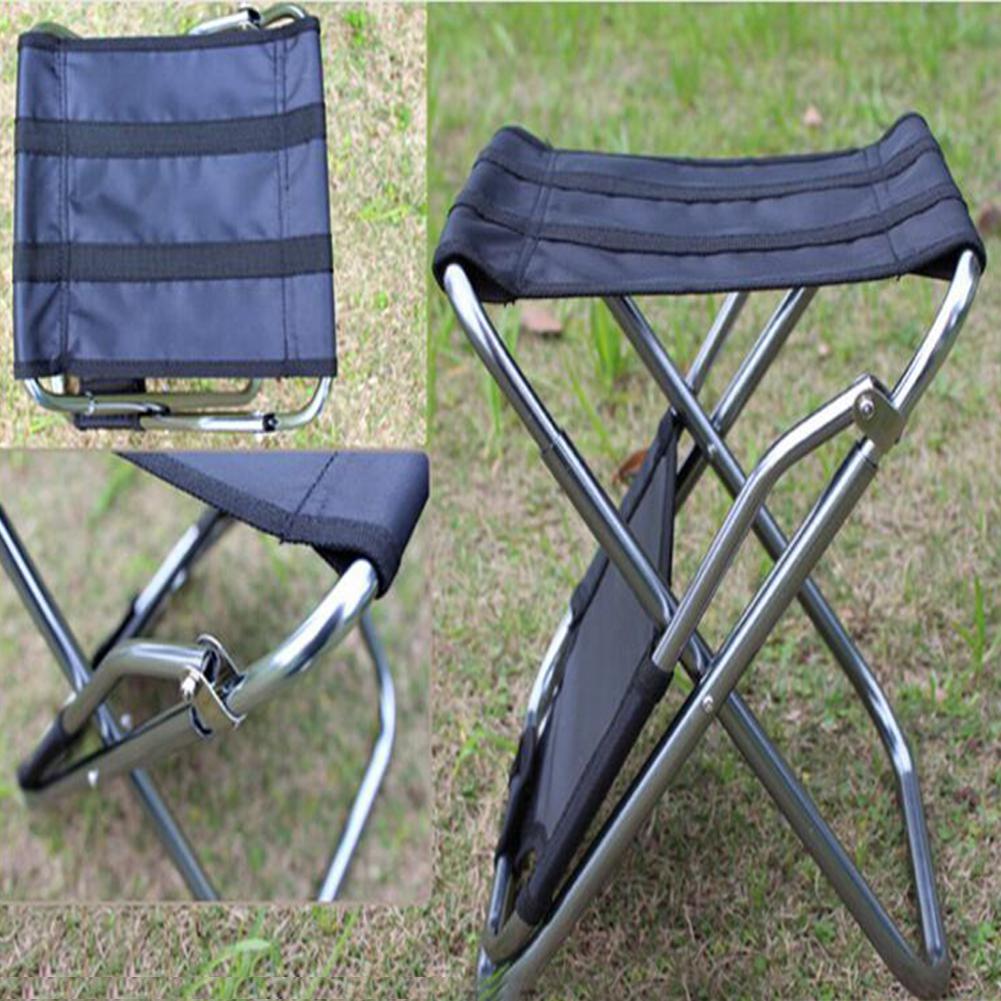 Ultralight Portable Folding Outdoor Fishing Camping BBQ Black Aluminum Backrest Stool