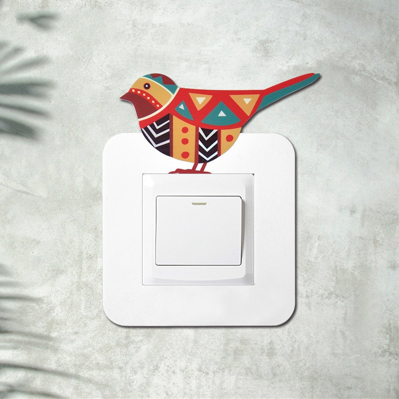 Bon augure oiseau interrupteur décoration pâte moderne Simple cadre couverture prise Protection couverture peut être carte peut coller Stickers muraux
