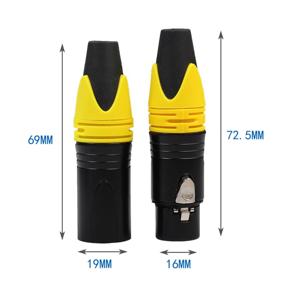 2 pièces boîtier en alliage de Zinc XLR 3 broches mâle femelle adaptateur Audio connecteur pour les produits Mic appartiennent au positionnement haut de gamme: YELLOW