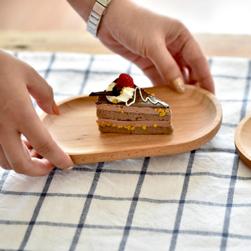 Enkel stilfuld 2 størrelse ovale kage desserttallerkener bøg snack tallerken japansk stil tallerken sushi bøf tallerken dessert fad service