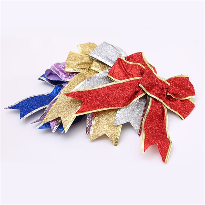 Decoracion navidad 25cm stora julrosor slips glitter rött band rosetter julgran dekor pilbågar julprydnad