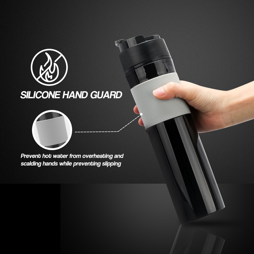 Portable French Press 350ml Coffee Maker Black Plastic Double Wall Mug Filtration Water Isolation Tea Coffee Cup