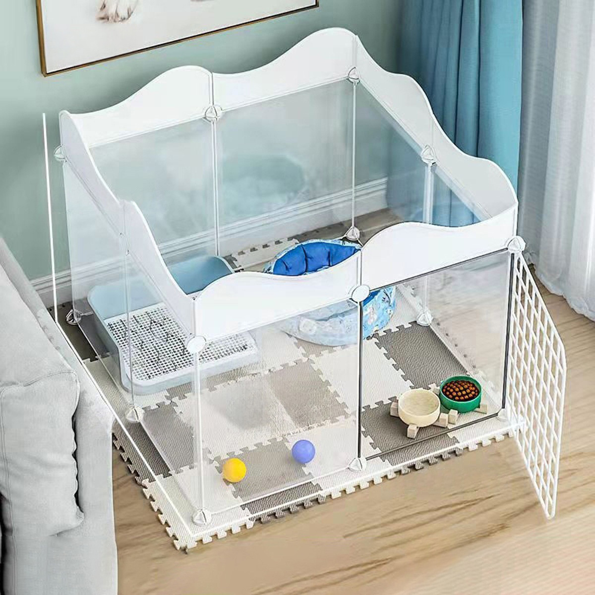 Dog Fence Indoor Household Small Size Dogs Fence Teddy Rabbit Pet Isolation Door Guardrail Cat Cage Anti-Jailbreak