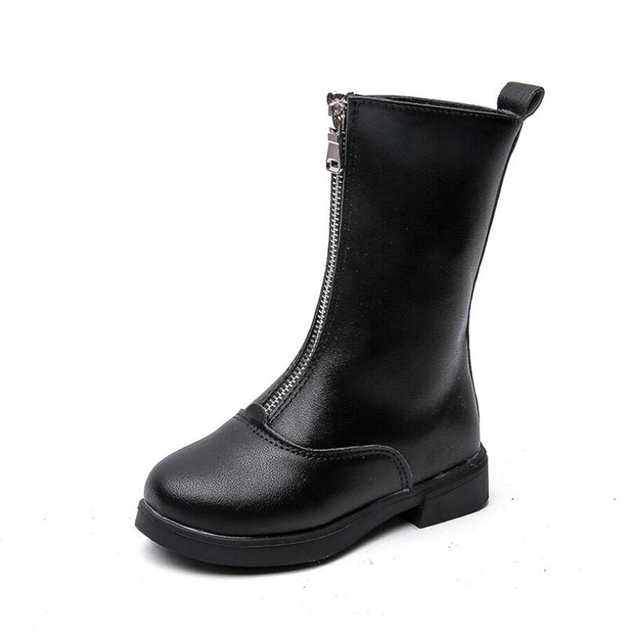 Jaar lente winter meisjes laarzen kinderschoenen leren laarzen meisje warme schoenen wilde meisjes sneeuwlaarzen zwart rood