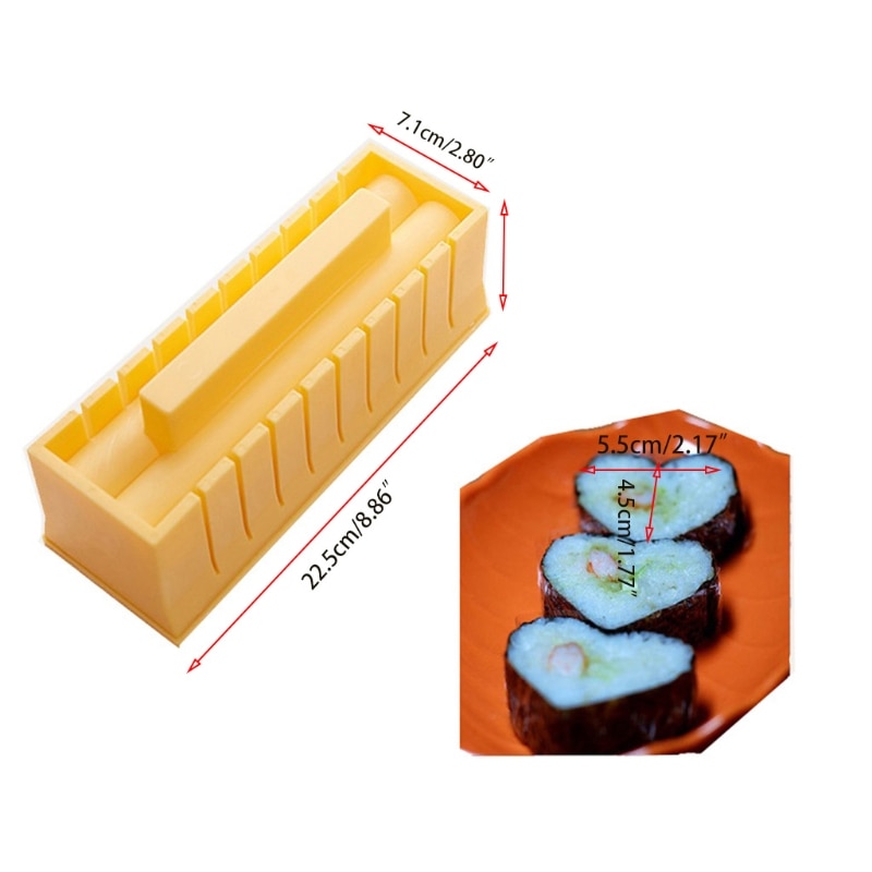Sushi Maken Kit Hartvormige Sushi Maker Voor Beginner Sushi Tool Set Inclusief Ronde Vierkante Driehoek Sushi Mold Vork spatel