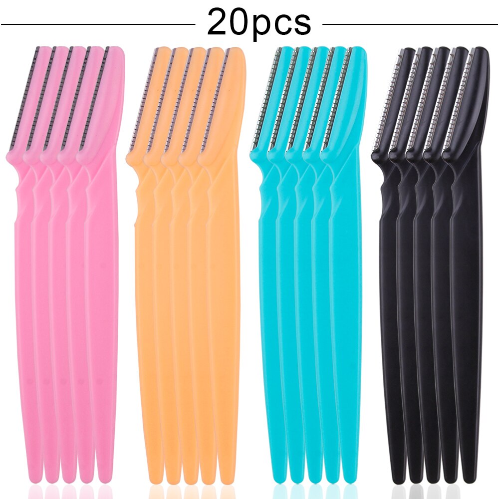 20/40/80Pcs Eyebrow Razor Safe Face Blade Eye Brow Shaper Tool Hair Removal Trimmer Scraper Portable Woman Makeup: 20Pcs Mix Color