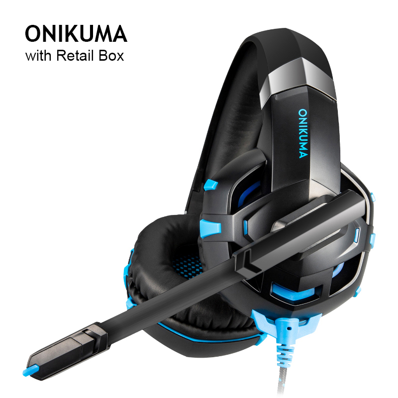 ONIKUMA K2 PRO Gaming Headphones Casque Noise-canceling Sound Stereo USB Wired Headset with Mic LED for PS4 PC Xbox One Laptop: black blue with box