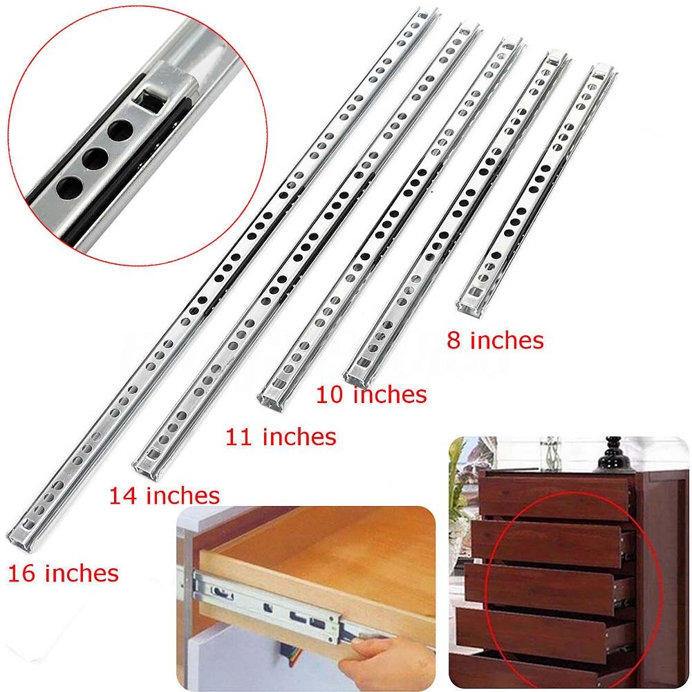 Micro Drawer slide Ball Guide Two Sections 17mm Wide Steel Fold Drawer Steel Ball Slide Rail Furniture Hardware Fittings