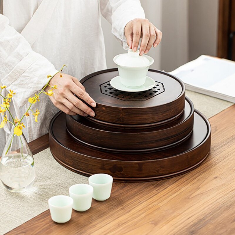 Chinese Tea Tray Bamboo Tea Tray Tea Board Large Capacity Water Storage Kung-Fu Tea Set Traditional Pu'Er Tea Tool