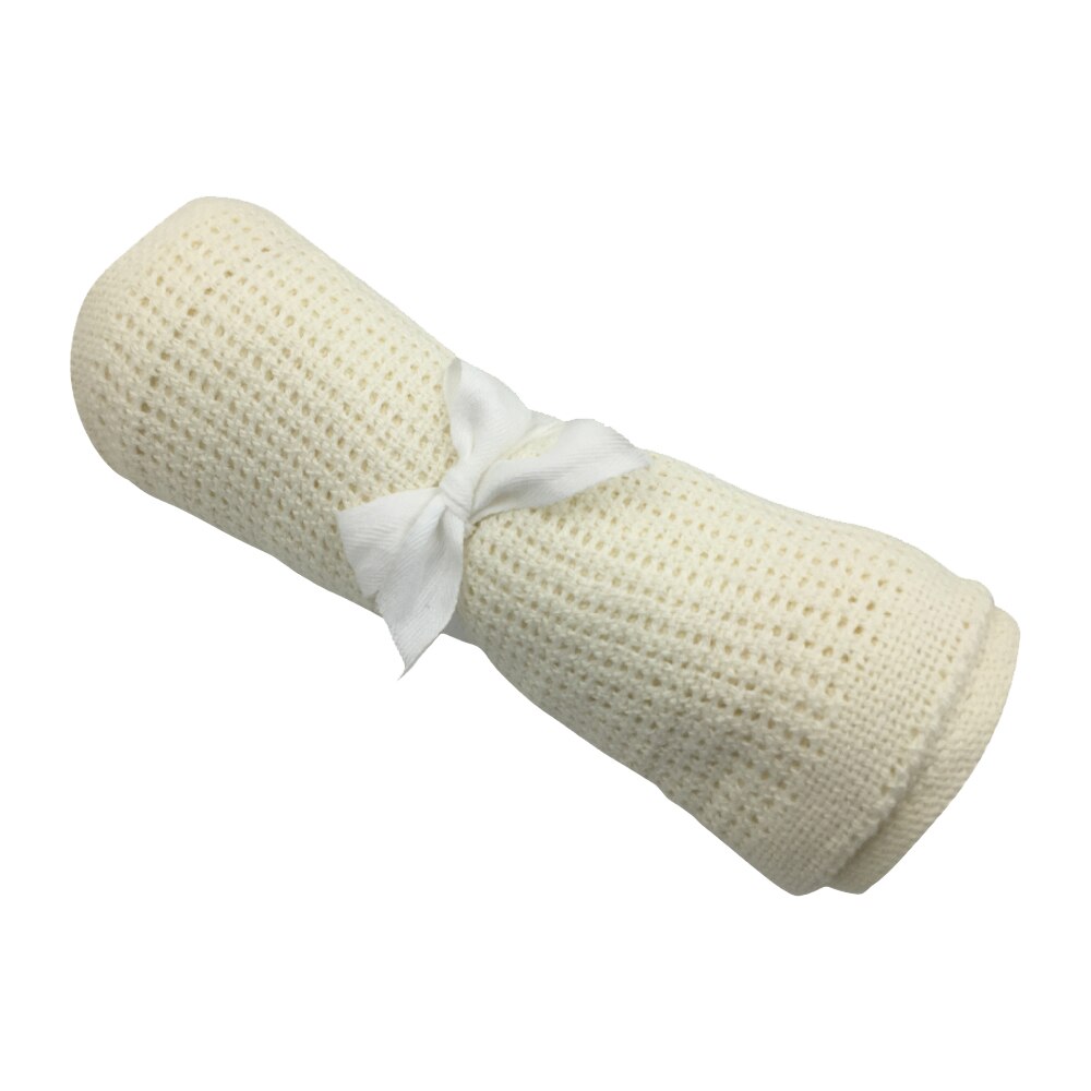 1/2/5pcs Cotton Crochet Newborn Baby Blankets Cellular Blanket Summer Candy Color Casual Sleeping Bed Supplies Hole Wrap: Green / 1pc