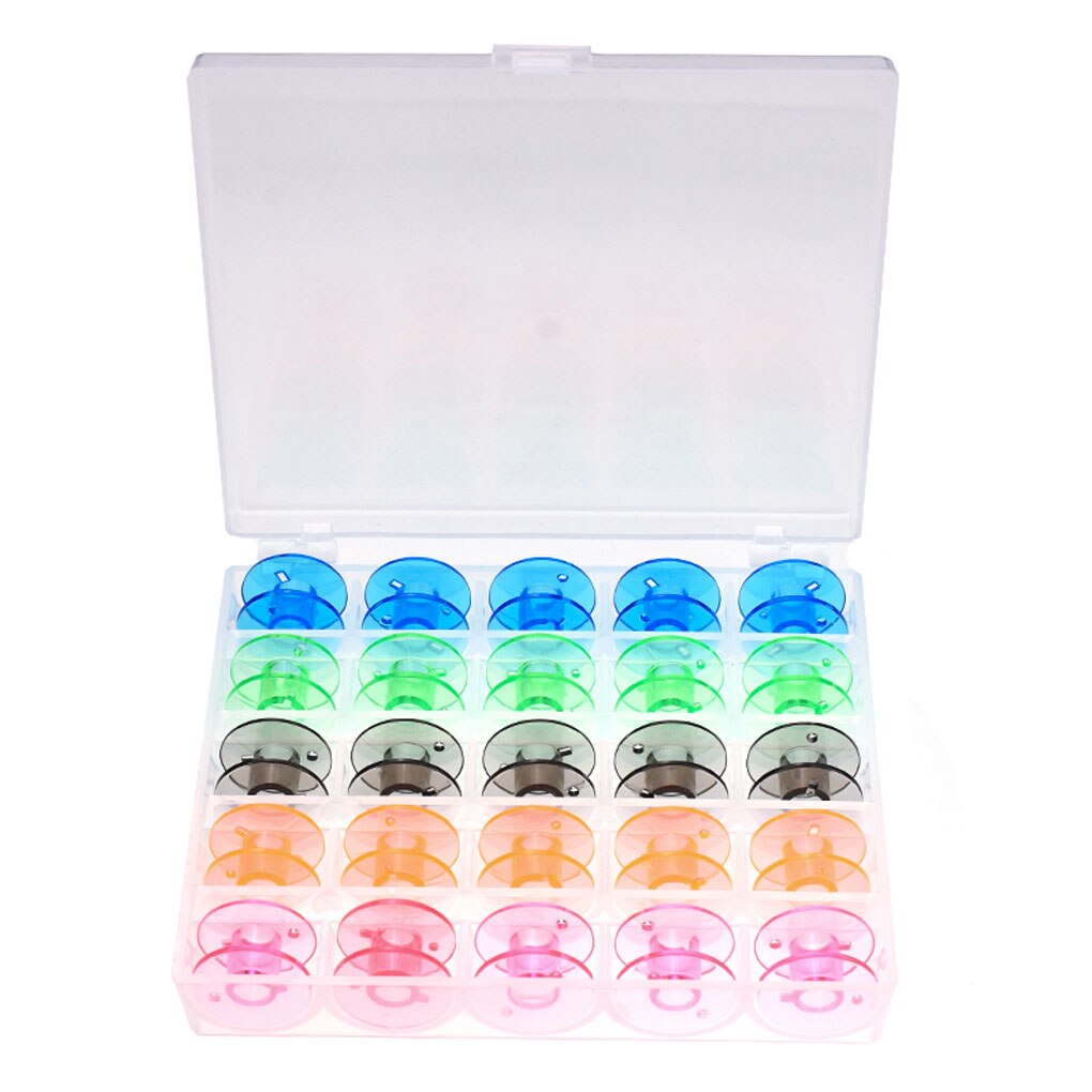 25 Pcs/Box Empty Bobbin DIY Crafting Sewing Machine Plastic Spools Thread Organizer With Storage Box Holder Sewing Tools Supply: Default Title