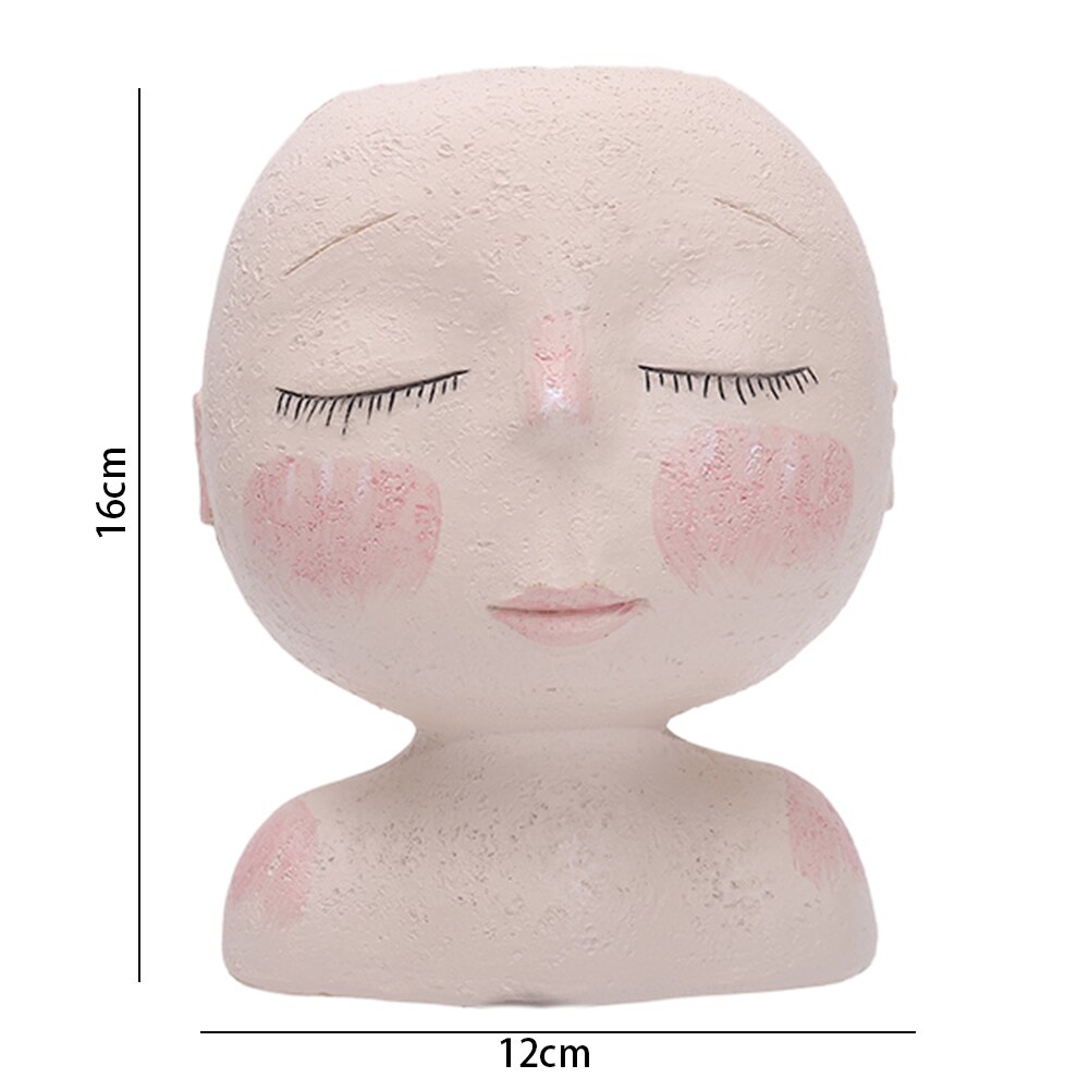 ESTATUILLA con cabeza para niña, maceta de resina para plantas suculentas, maceta para cultivo de plantas de jardín, adornos decorativos de Mesa para el hogar: C