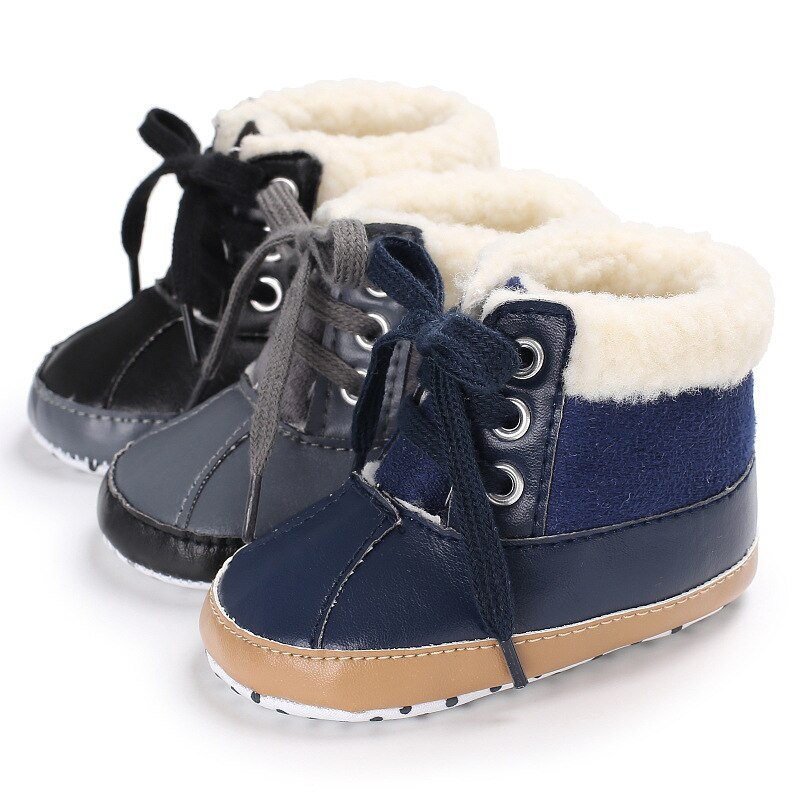Vinter 0-1 år gammel mandlig baby plus fløjl varm sne støvler bløde bund sko skridsikre baby toddler sko