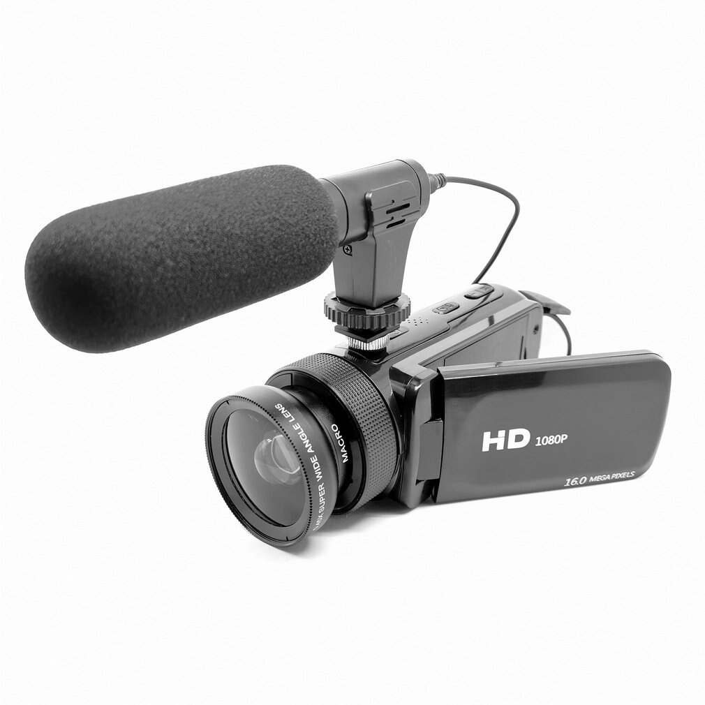 D100 høydefinisjons digitalt videokamera med mikrofonvidvinkelobjektiv for husholdningsreisekamera