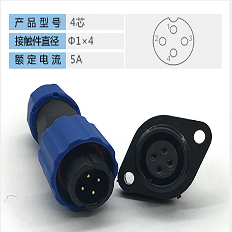 Luchtvaart Plug SP13 IP68 Waterdichte Connector Male Plug & Vrouwelijke Socket 1/2/3 .. 5 ../9P terug Moer Panel Mounted Draad Kabel Connector: SP13-4F
