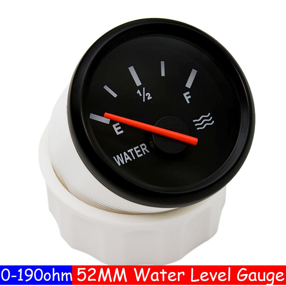 2" 52mm Water Level Gauge with Water Level Sensor 0-190ohm Fuel Sender Unit For Car Boat Water Level Indicator Meter12V/24V: only Gauge BB