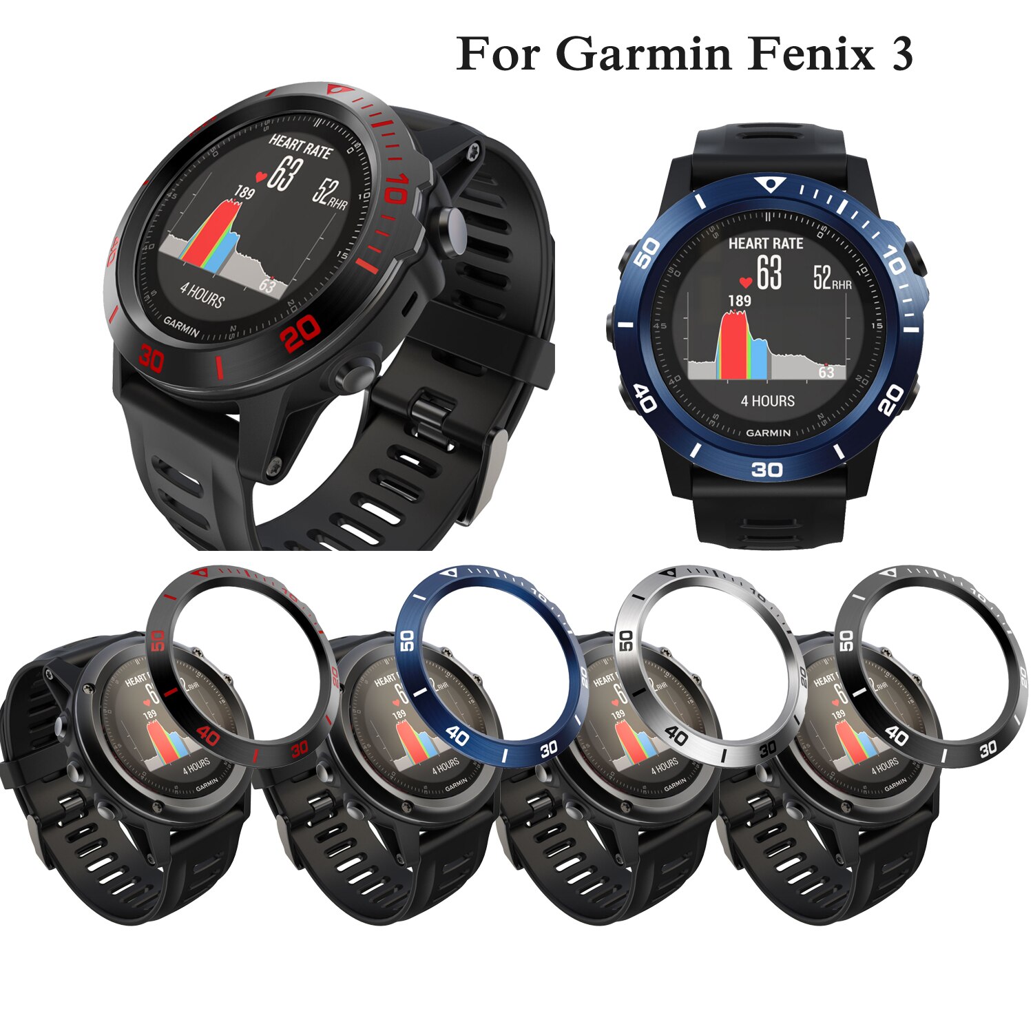 For Garmin fenix 3 Case For fenix 3 HR sports style Bezel Ring Styling Case Adhesive Cover Protection Bezels