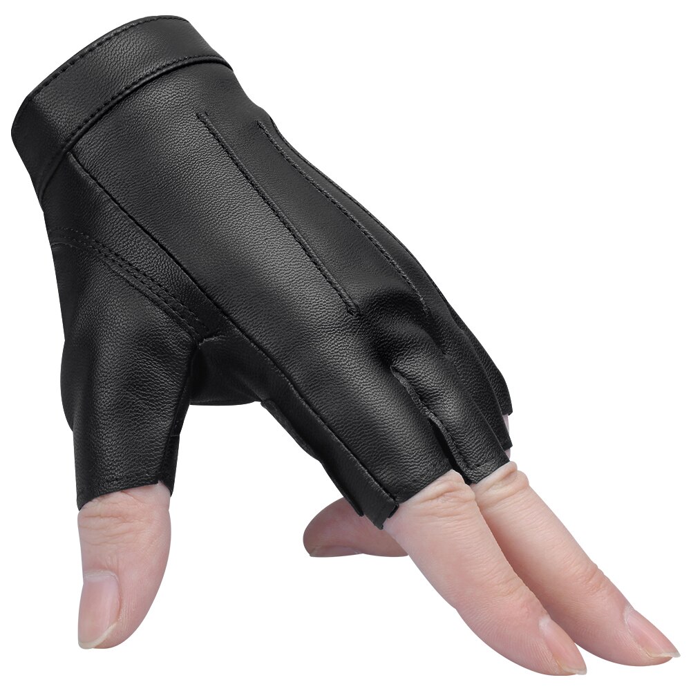 Dames dunne leren handschoenen met halve vingers, antislip leren handschoenen, handbeschermende handschoenen zonder vingers, fietshandschoenen: Xl