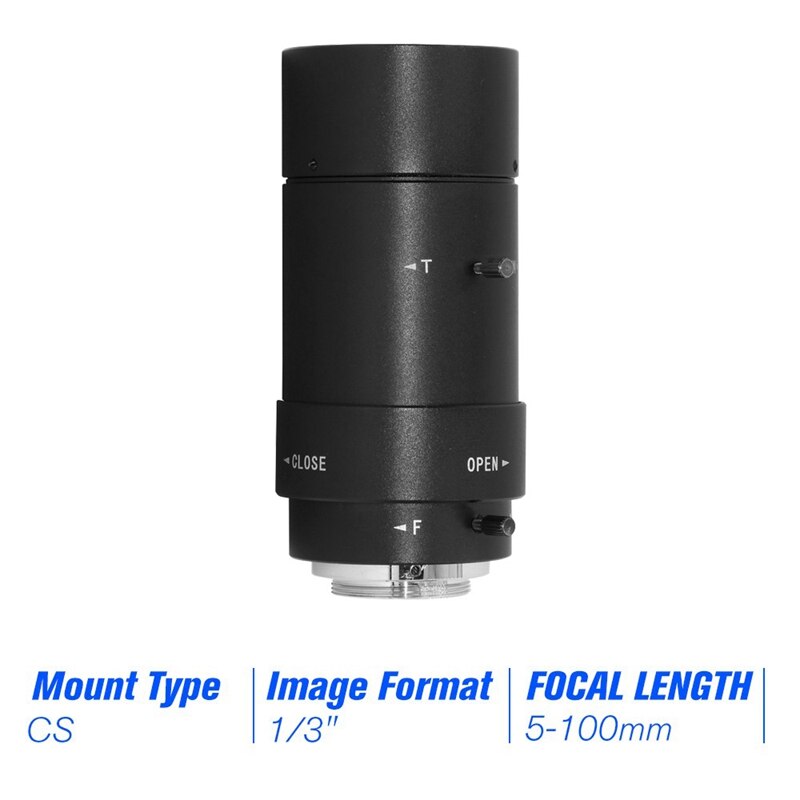 5-100 millimetri CS F1.8 Lente Da 1/3 Pollici Manuale Iris e Lunghezza Focale Zoom Varifocale CS-Mount Lens per la Sicurezza del CCTV Della Macchina Fotografica