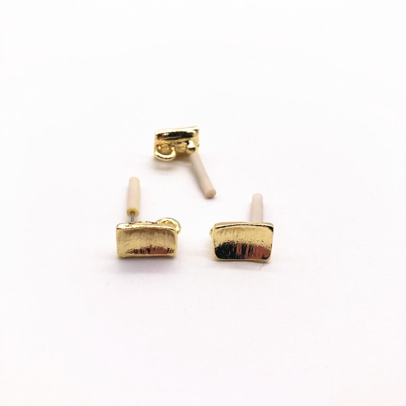 ! 10x7mm 100pcs/lot zinc alloy rectangle-shape Stud earring/earrings accessories/Earring parts for Jewelry DIY: gold