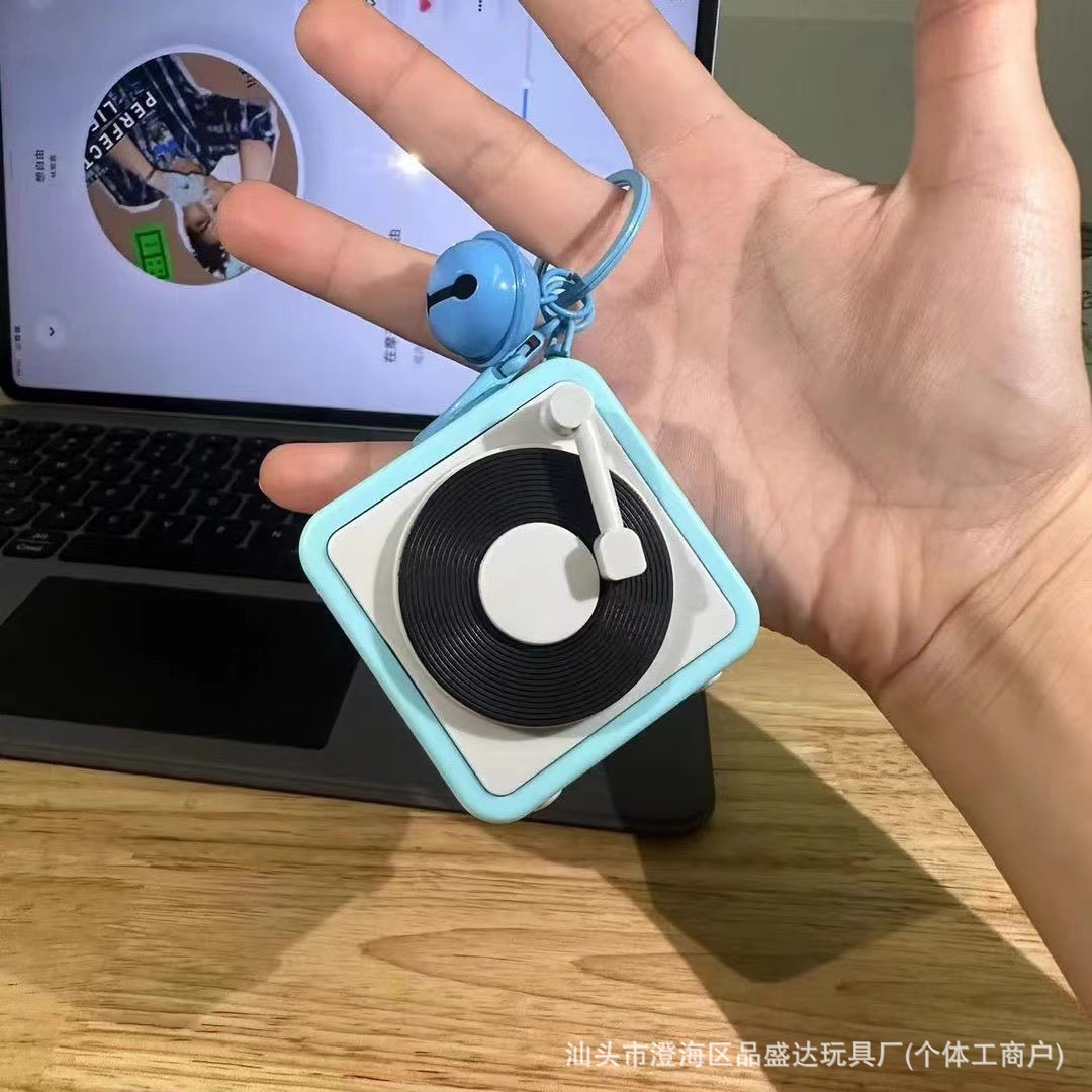 Portable Mini Christmas Retro Tape Recorder Keychain Music Playing Fun Decorative Item Compact Size Plastic Material: GRAY