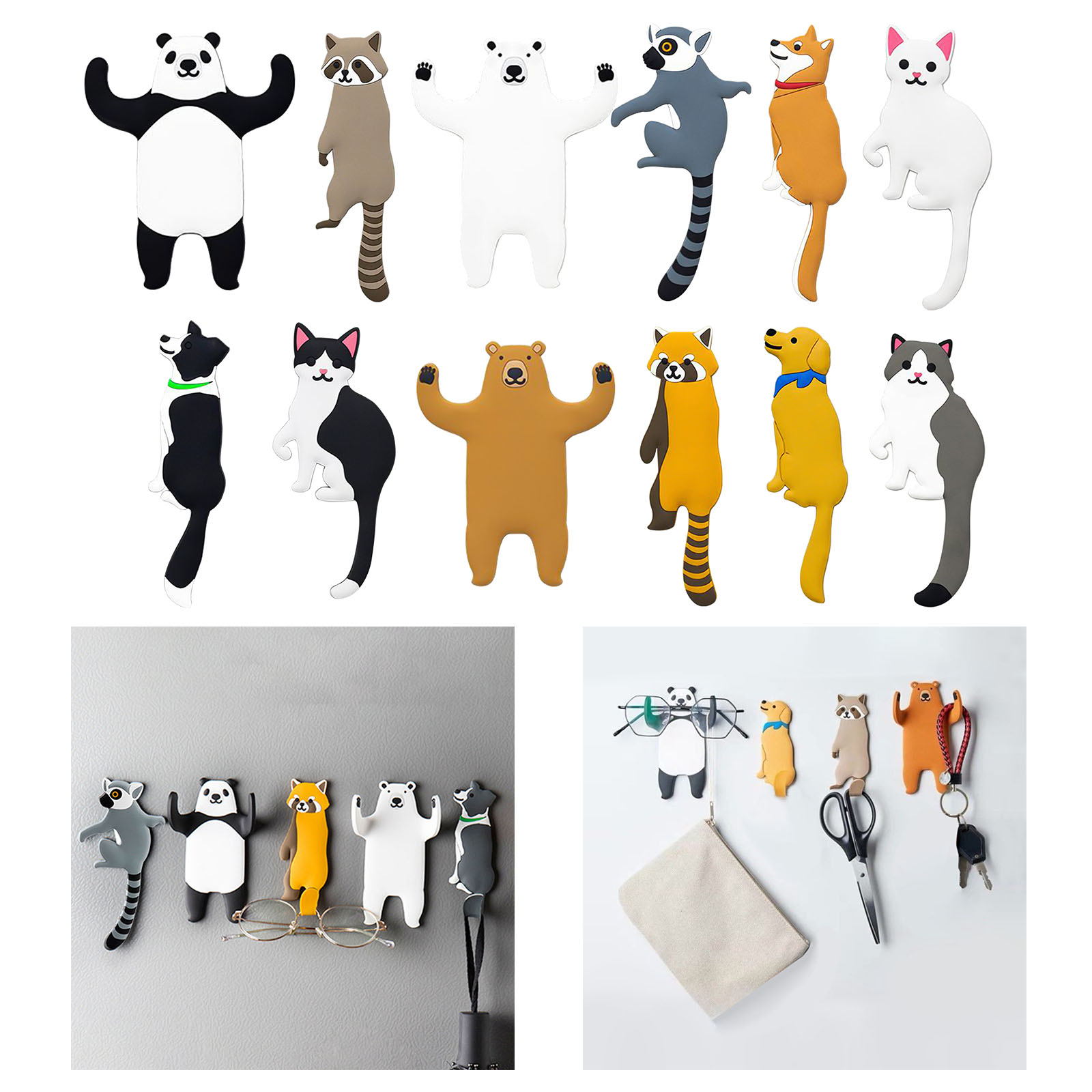 Leuke Cartoon Dier Muur Haak Creatieve Dier Haak Badkamer Keuken Haak Zelfklevende Sleutel Haken Voor Muur Home Decor Ambachten