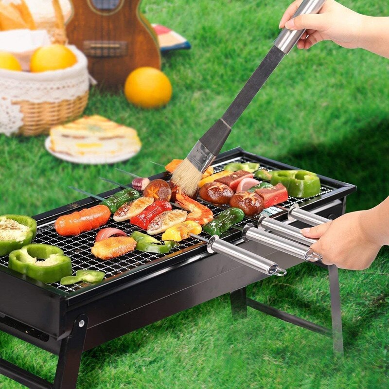 Charcoal Grill Barbecue Portable BBQ Desk Folding Grill Tabletop Outdoor Smoker BBQ for Picnic 60*22*31.5cm