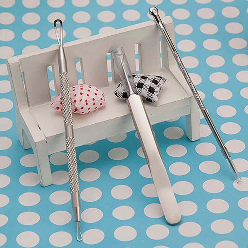 3pcs Blackhead Acne Comedone Pimple Skin Care Kit Extractor Remover Tool Needles Face Cleaning Pore Cleaner Squeezing Remover