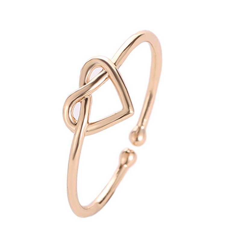 1Pc Ring Verstelbare Gouden Knoop Bruid Koppels Open Kruis Hollow Out Valentines Heart Wedding Vrouwen sieraden: Goud