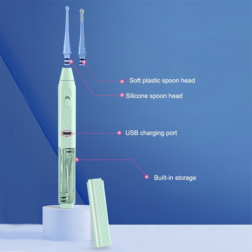 Earpick USB Soft Silicone Ear Cleaner Flashlight Earwax Remover Tool Itch Relief Luminous Ear Curette Light Spoon Cleaning Tool