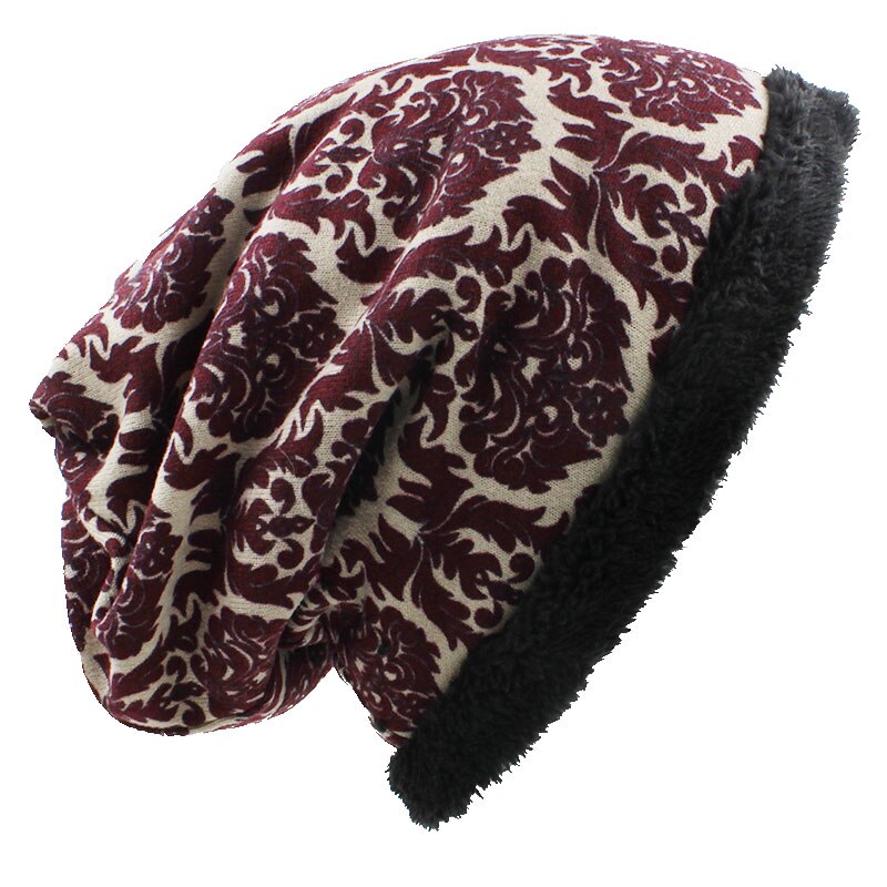 LOVINGSHA Warm Ladies Skullies Beanies Brand Autumn Winter Vintage Multifunction Hats For Women Girl Scarf HT059: Red