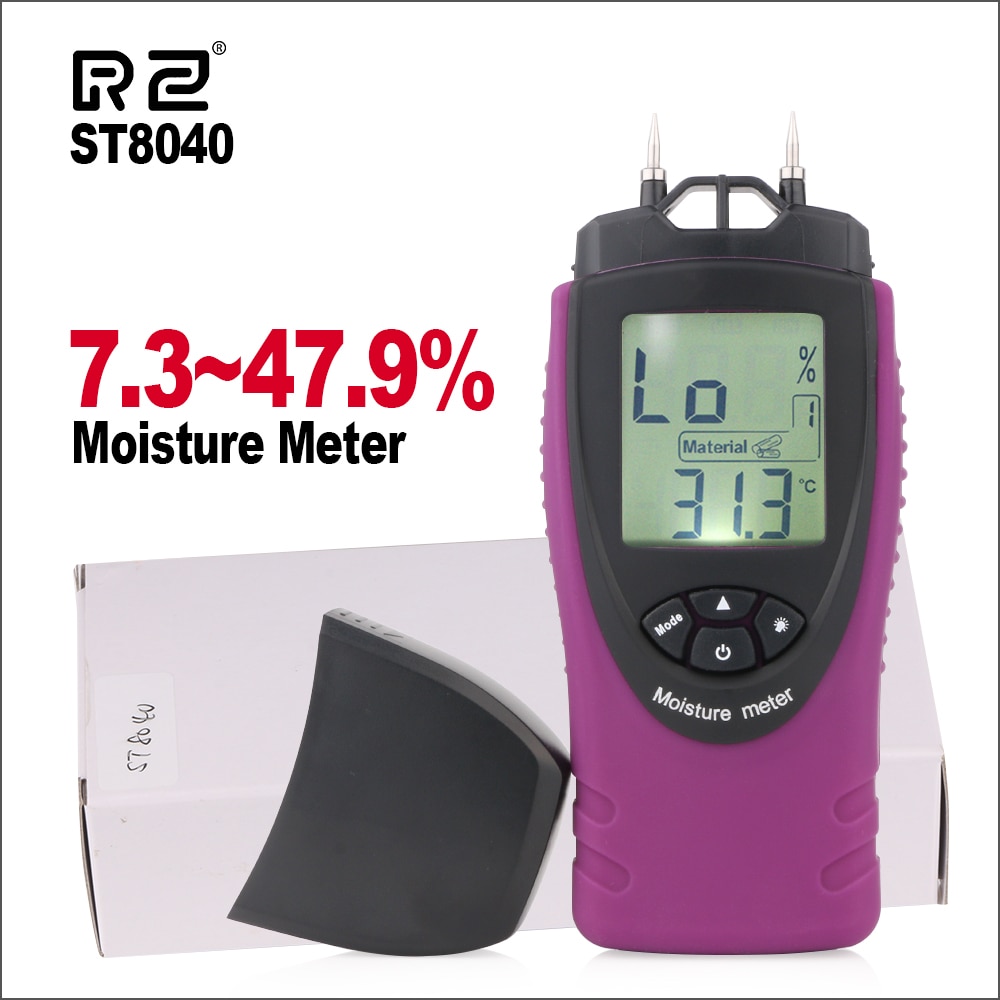 RZ ST8040 Digital Wood Moisture Meter Wood Humidity Hardened Wood Building Materials Temperature Moisture Tester