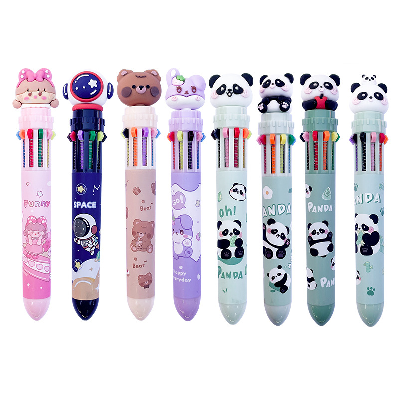 1 stücke Zehn farben kugelschreiber Karikatur Nette Farbe durch typ Multi funktionale unterschrift stift 12 farben neutral stift malerei preis