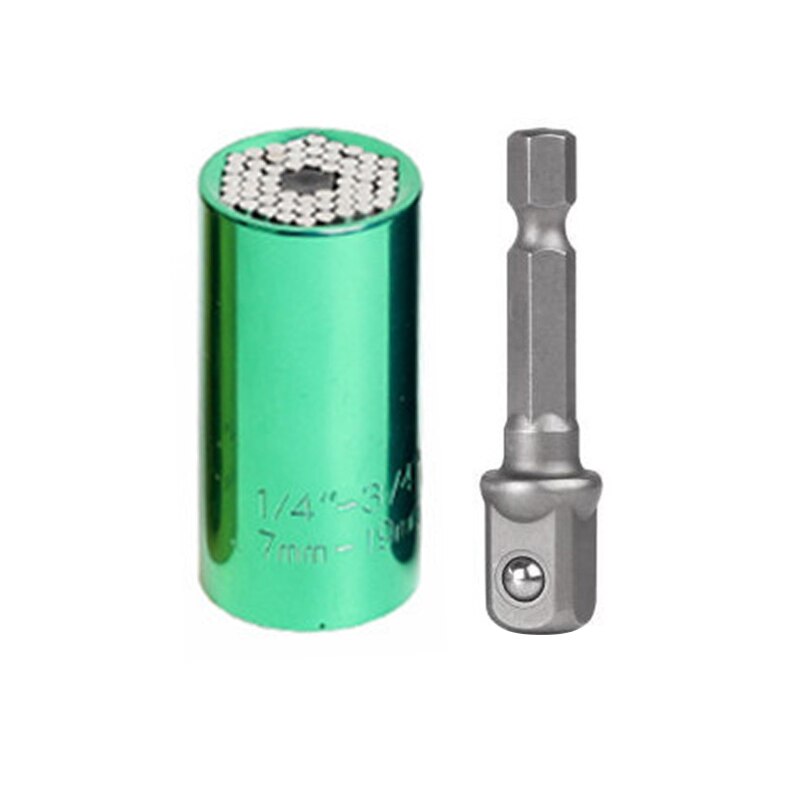 7-19mm Power Drill Adapter Hand Tools Universal Torque Wrench Spanner Grip Multi Function Ratchet Socket Sleeve: Green