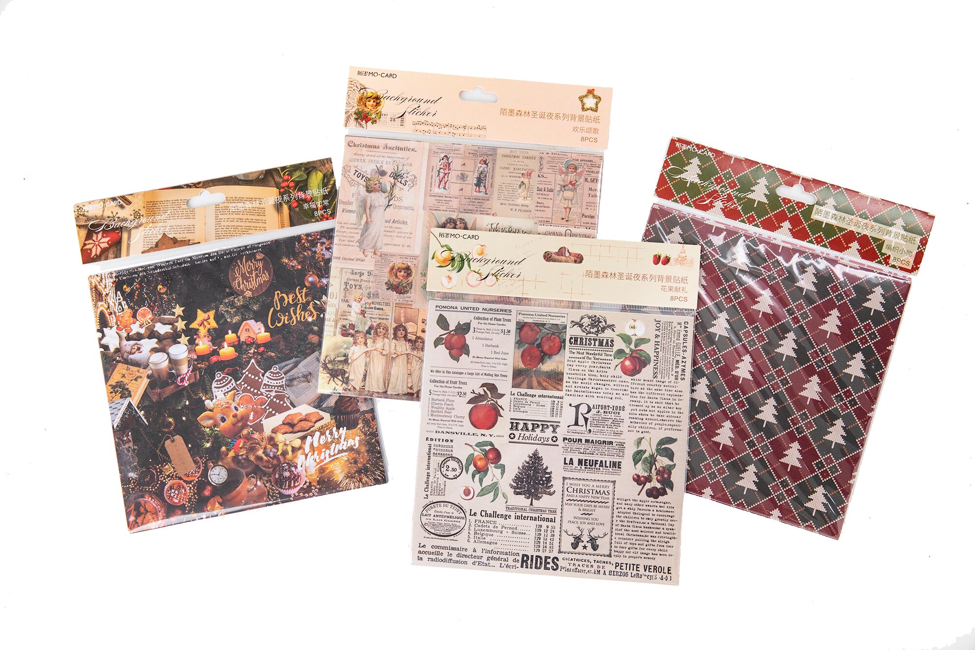 Skog julafton serie bakgrund klistermärken retro dekorativa klistermärken kawaii journal jul klistermärken