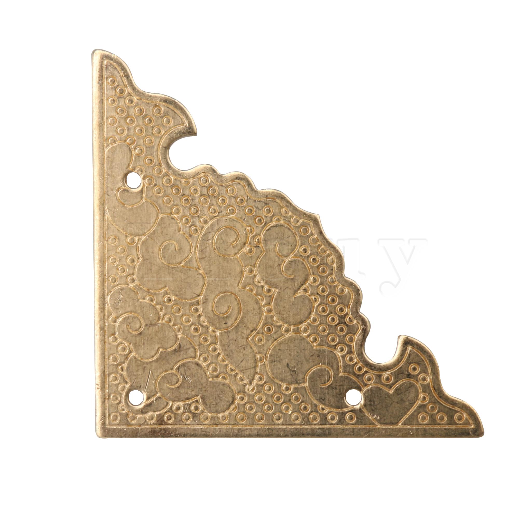 4x Copper Edge Corner Guards Auspicious Cloud Pattern 4.8cm Brass