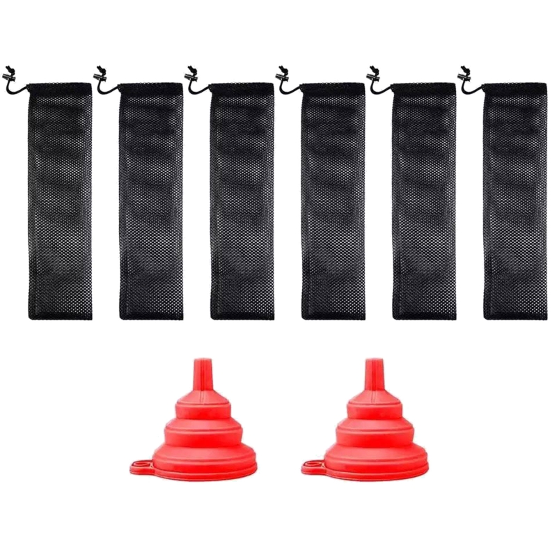 Bird Feeder Sock Mesh Bag Finch Feeders Kits 3.9" x 15.7" Thistle Seed Sacks Foldable Funnels for Goldfinch Feeding: 2