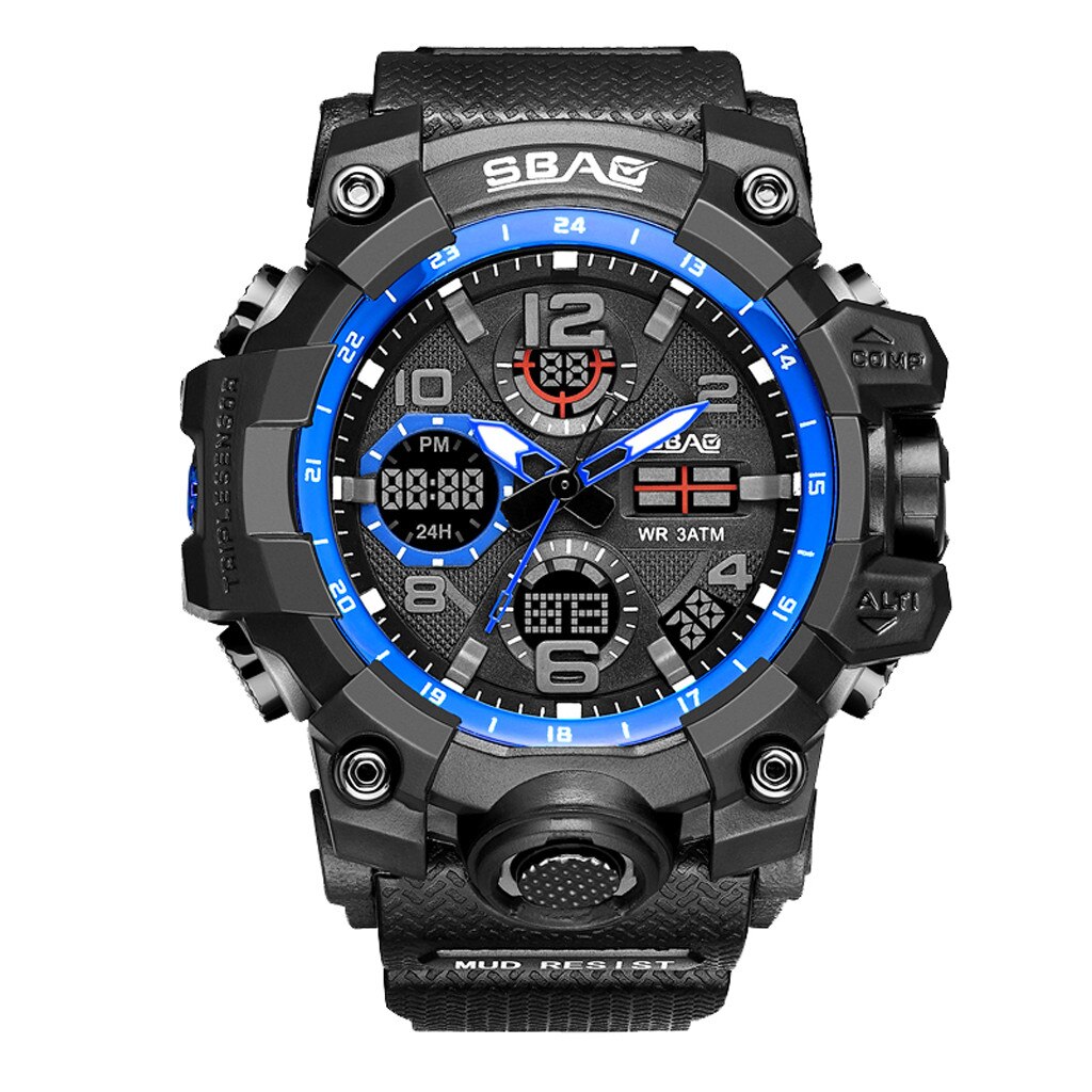 Sbao-relojes deportivos para hombre, pulsera electrónica Digital Led de cuarzo Tpu