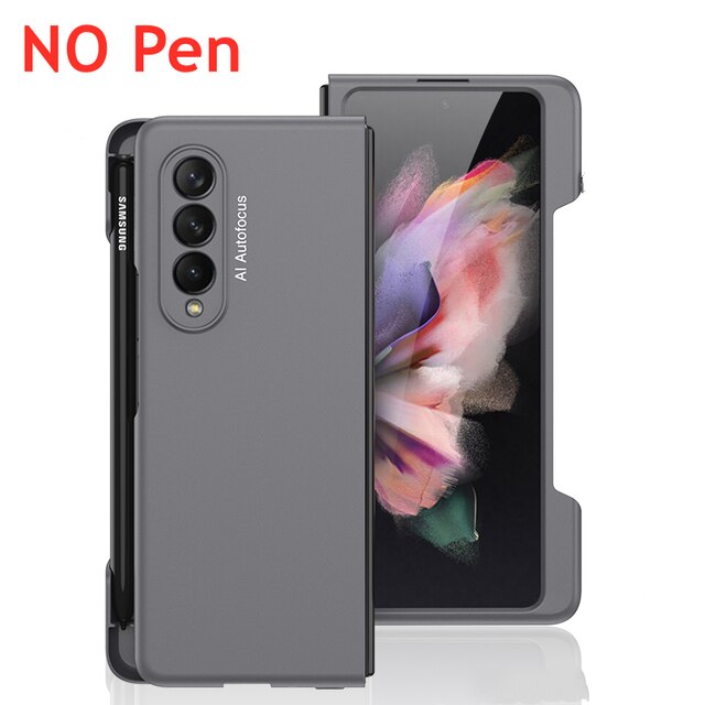 Mobiele Telefoon Stylus Pen Met Case Voor Samsung Galaxy Z Vouw 3 5G Ultra Slim Frame Side Pen Slot houder Hard Plastic Beschermhoes: Gray NO Pen