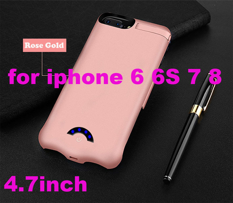 Ultra-thin 10000mAh Battery Charger Case For iPhone 8 7 6s 6 plus Power Bank Backup Charger Case for iPhone 6 6s 7 8 X 11 Pro: 6 6s 7 8 Rosy