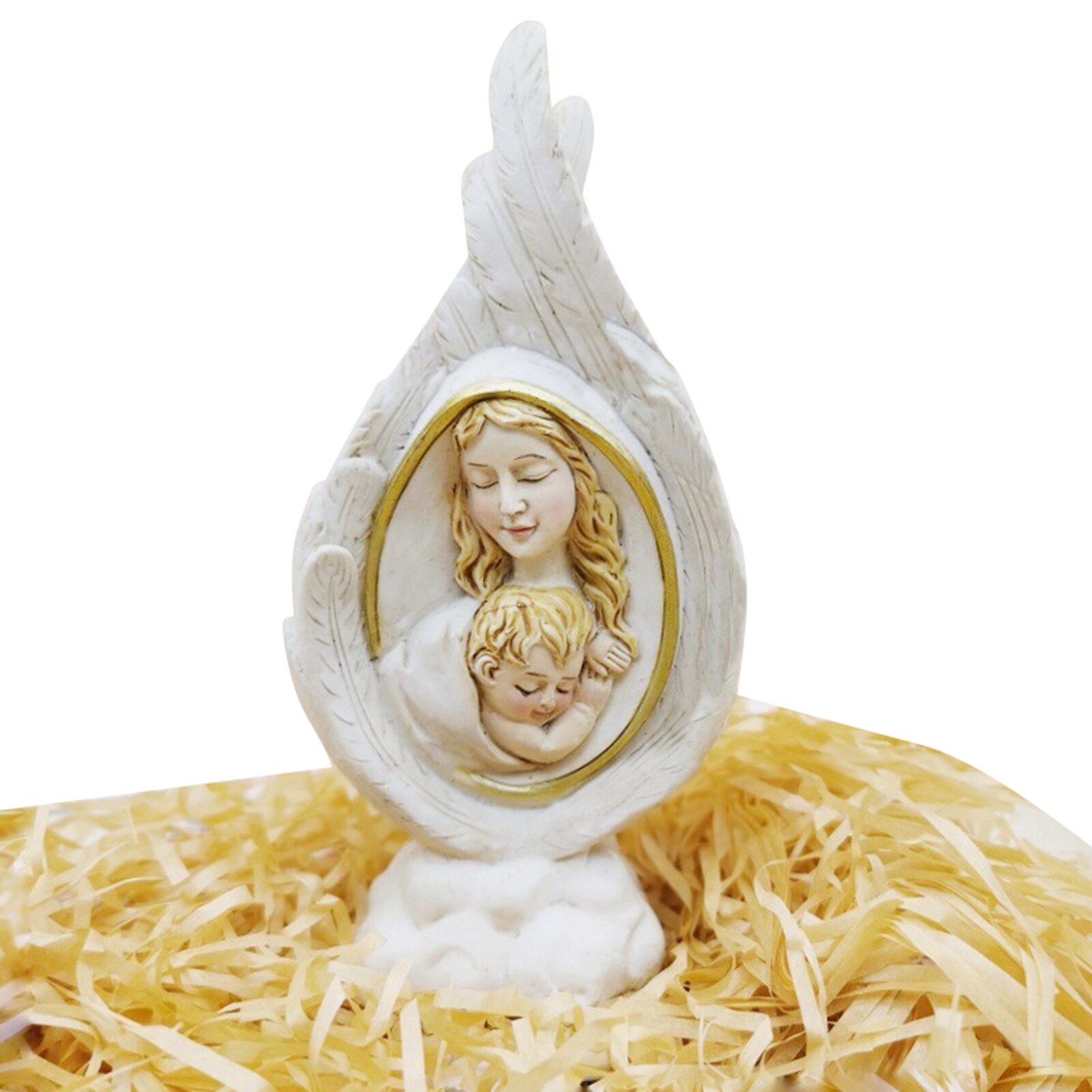 Holy Family Statue Collectible Figurines Handmade Resin Angel Wings Ornament Religious Catholic for Men Women REME