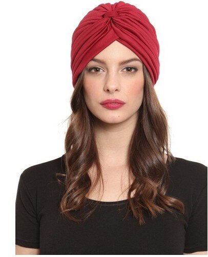 Retail Women's Beanies Muslim Turban Women Big Satin Bonnet Elastic Turban Dastar Imamah: Dark Red