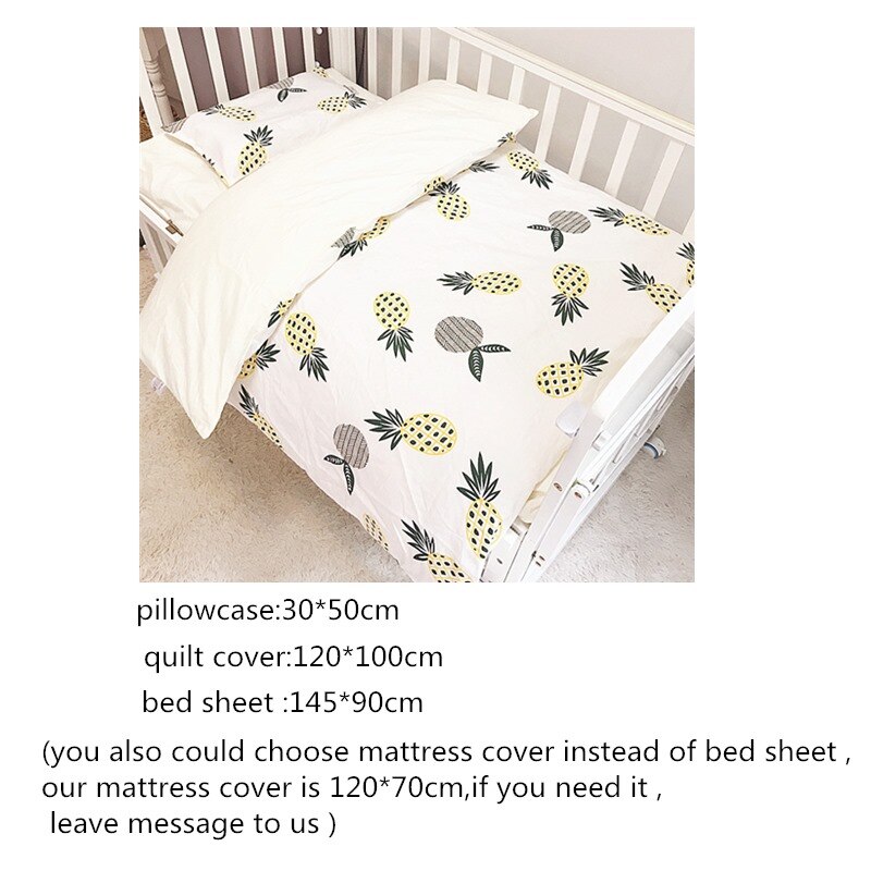 3pcs/set All Cotton Baby Bedding Set Newborns Crib Bedding Baby Boys Girls Bed Linens Kit Quilt Cover Fitted Sheet Pillowcase