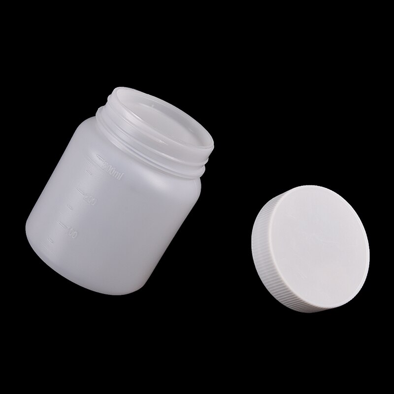 1pc laboratoriekemikalie opbevaring tilfælde hvid plast brede mund flaske 300ml