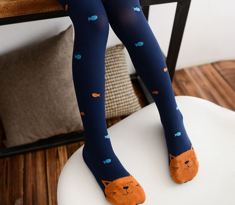 Herbst Frühling kinder mädchen strumpfhosen Samt candy farben Nette Katze Fisch Strumpfhosen für baby kinder Mädchen Strumpfhosen Strumpf