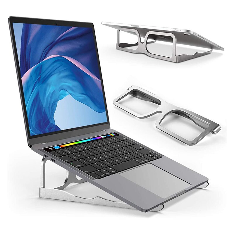 Portable Aluminum Computer Holder Laptop Stand Bracket Cooler Cooling Ergonomic for IPad/Macbook/Notebook Foldable Stand Glasses