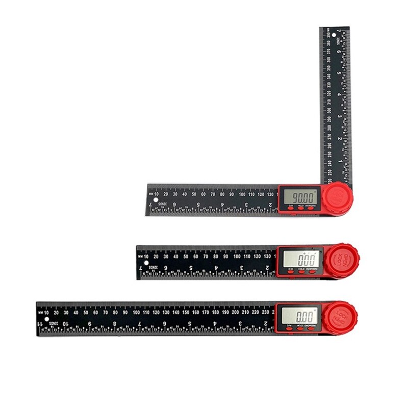 200/300mm Digital Angle Finder Ruler Digital Protractor with Data Hold Function &amp; Zeroing Resetting LCD Display Durable