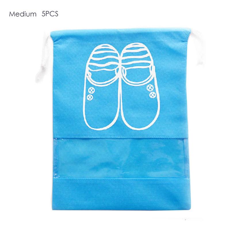 5 pièces accessoires de voyage chaussures sacs de rangement emballage organisateur anti-poussière respirant chaussures Packs sac cordon Simple couverture pochette: Blue M