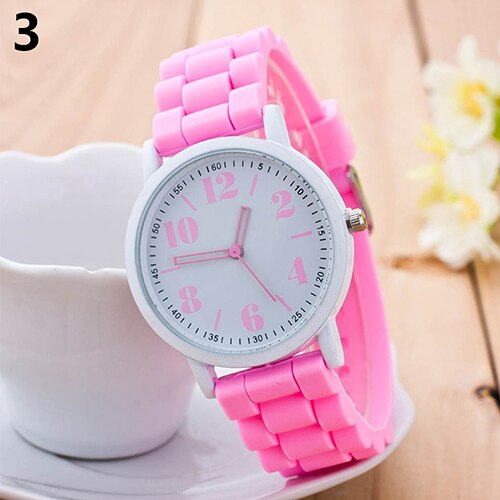 Kids Girls' Silicone Strap Arabic Number Children Sport Casual Quartz Wrist Watch kids watches reloj relo Wrist Watch ne: Pink
